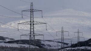 Pylons on a section of the Beauly to Denny electrical power line are seen in Highland Perthshire, Scotland November 29, 2015. REUTERS/Russell Cheyne